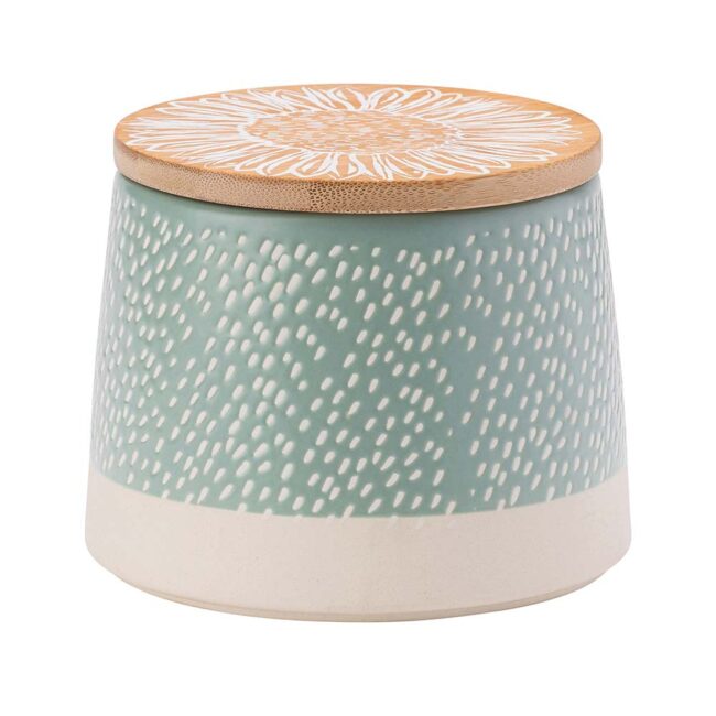 THE ENGLISH TABLEWARE COMPANY ARTISAN FLOWER BLUE CANISTER WITH BAMBOO LID