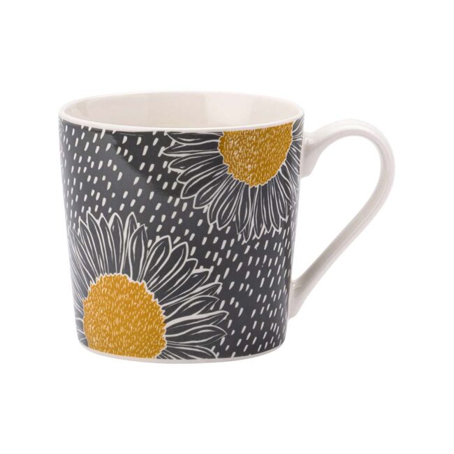 THE ENGLISH TABLEWARE COMPANY ARTISAN FLOWER MUG GREY & YELLOW