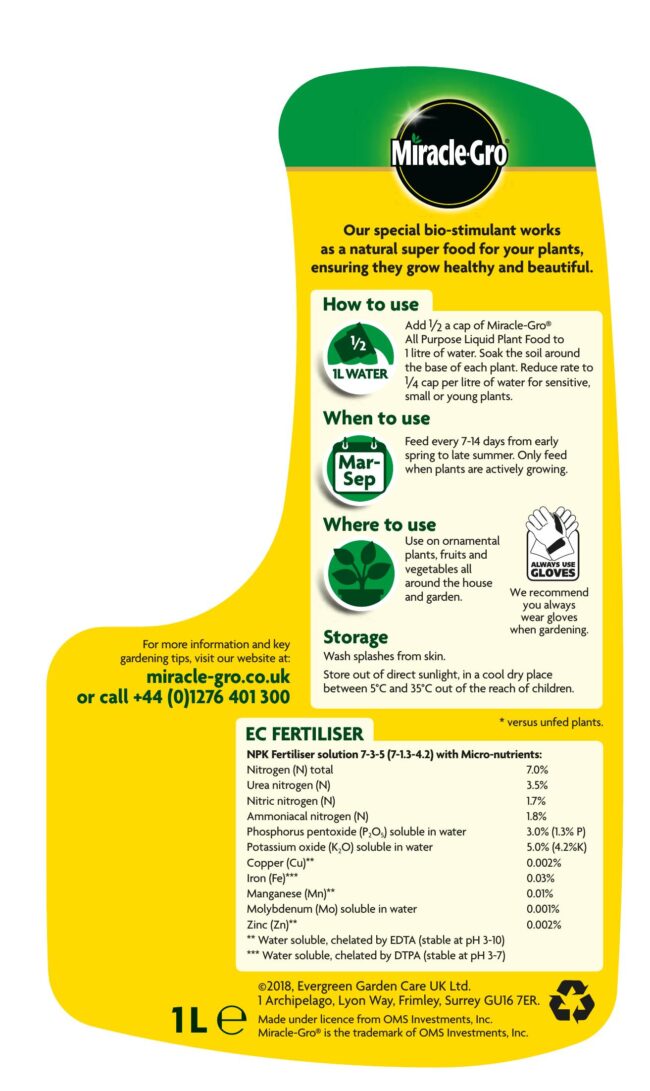 MIRACLE-GRO ALL PURPOSE PLANT FOOD 1LTR - Image 2