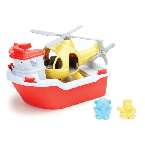 BIGJIGS GREEN TOYS RESCUE BOAT & HELICOPTER