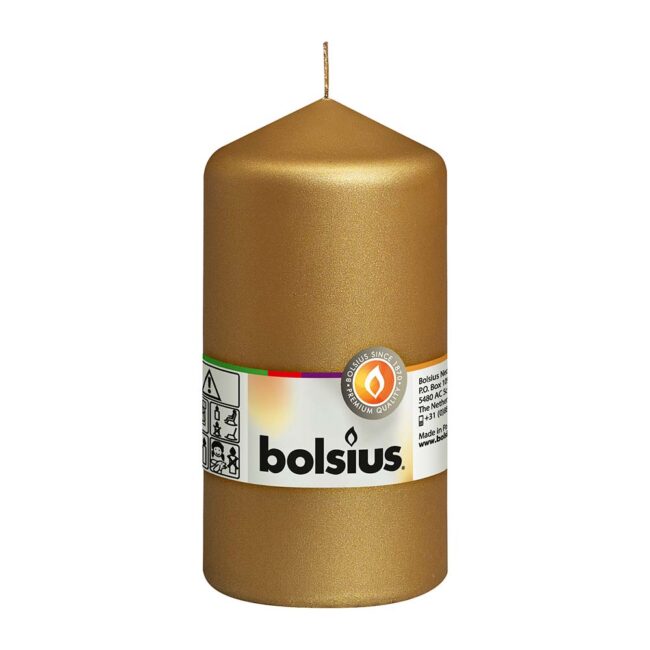BOLSIUS PILLAR CANDLE GOLD LARGE