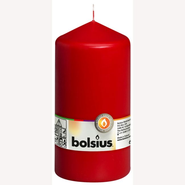 BOLSIUS PILLAR CANDLE RED MEDIUM