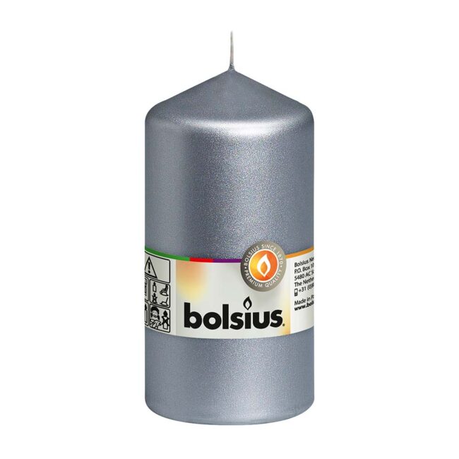 BOLSIUS PILLAR CANDLE SILVER LARGE