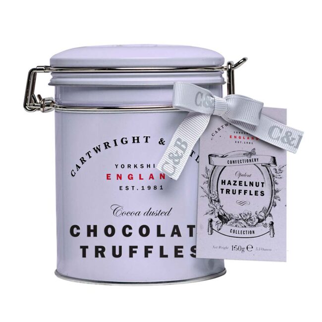 CARTWRIGHT & BUTLER HAZELNUT CHOCOLATE TRUFFLES TIN