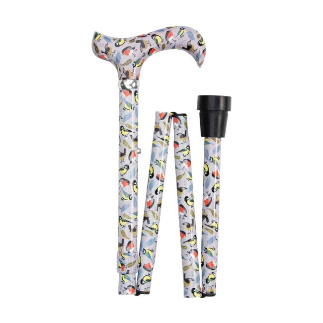 CLASSIC CANES DERBY FOLDING WALKING STICK BRITISH SONGBIRDS