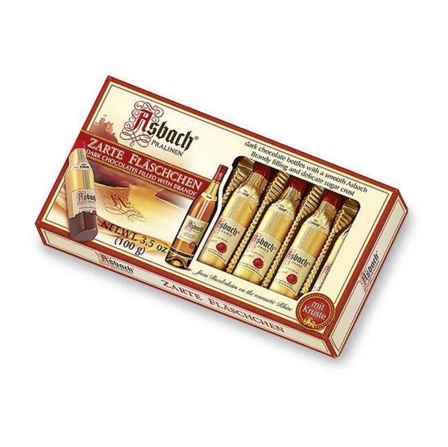 ASBACH PRALINEN DARK CHOCOLATE BOTTLES FILLED WITH BRANDY
