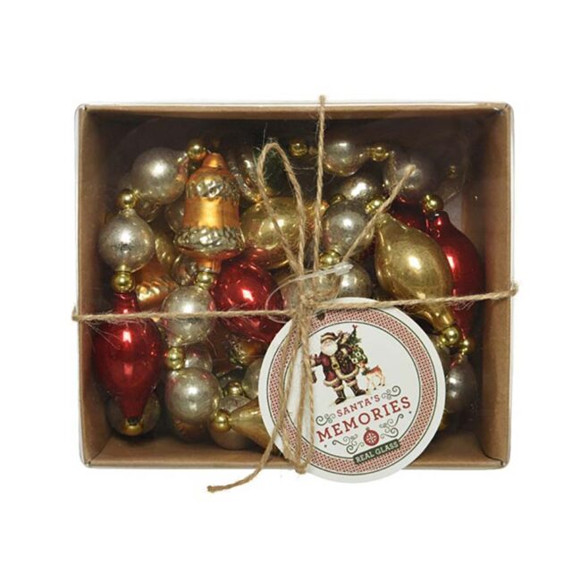 DECORIS GLASS GARLAND ANTIQUE RED, GOLD & SILVER DECORATION MIX - Image 2