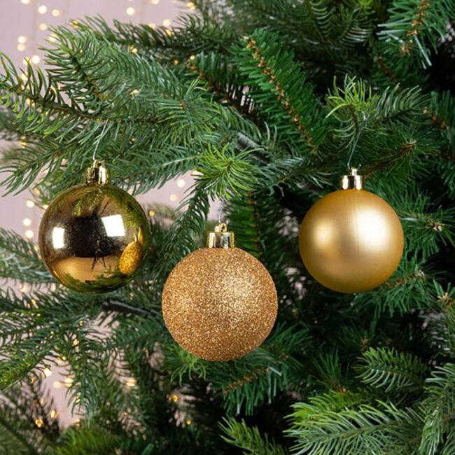 DECORIS SHATTERPROOF BAUBLE TUBE GOLD