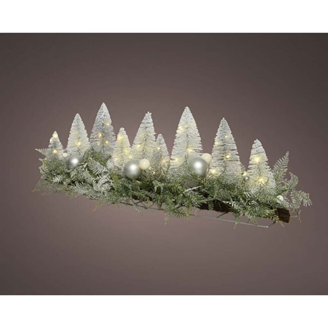 DECORIS TABLE CENTRE PIECE TREES WITH MICRO LED'S WHITE & SILVER