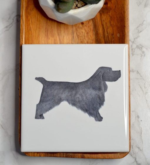 DIMBLEBY CERAMICS BLACK COCKER SPANIEL COASTER