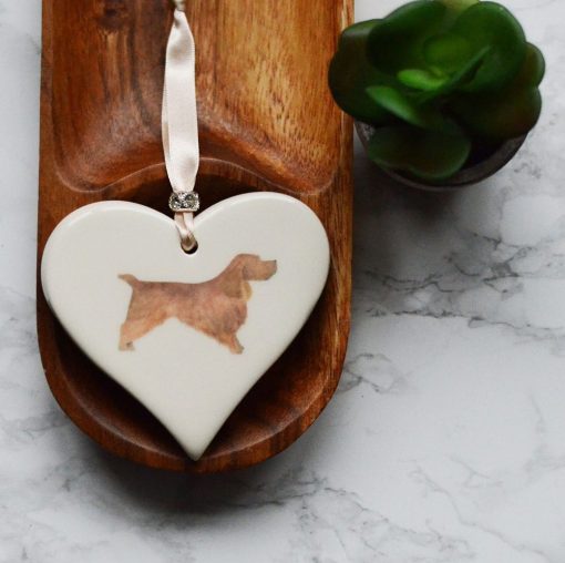DIMBLEBY CERAMICS HEART BROWN COCKER SPANIEL