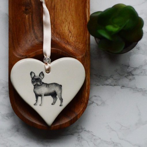 DIMBLEBY CERAMICS HEART GREY FRENCH BULLDOG