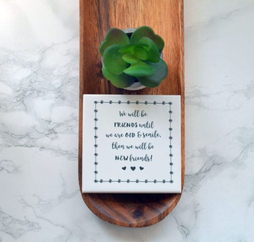 DIMBLEBY CERAMICS OLD AND SENILE FRAMED TILE