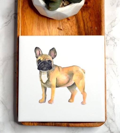DIMBLEBY CERAMICS SAND FRENCH BULLDOG COASTER