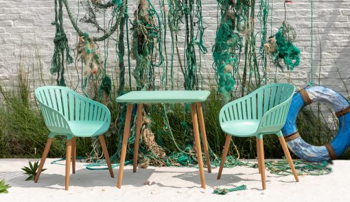 LIFESTYLE GARDEN DURAOCEAN 70CM SQ BISTRO SET MINT GREEN
