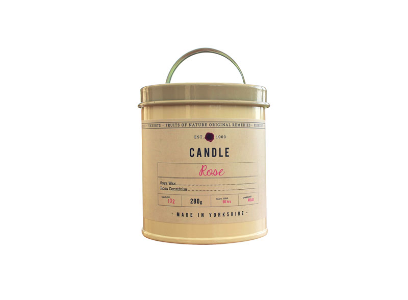 FIKKERTS LARGE CANDLE TIN ROSE