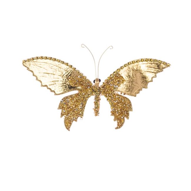 FLORALSILK GOLD BEADED BUTTERFLY CLIP