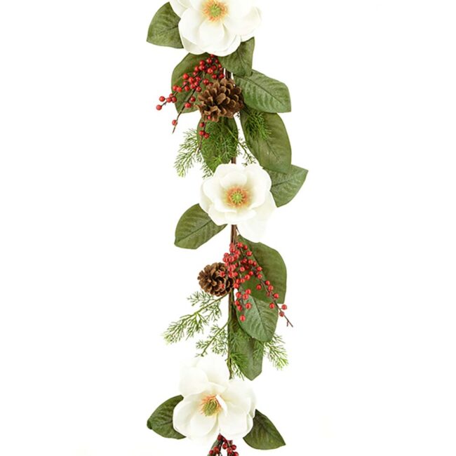 FLORALSILK MAGNOLIA PINE BERRY GARLAND
