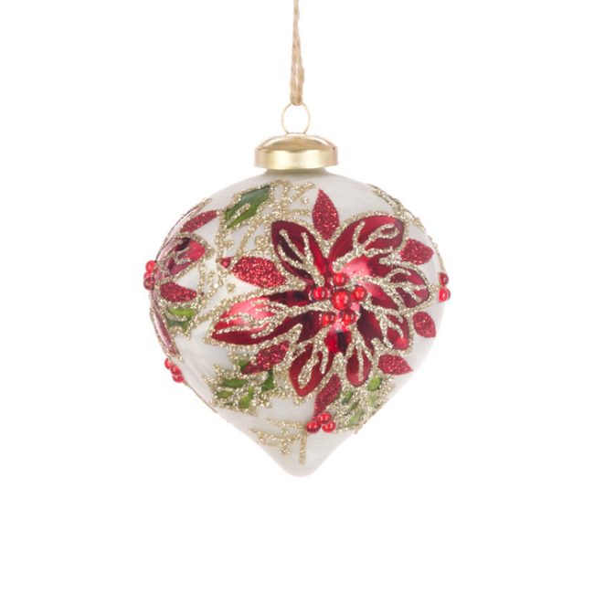 FLORALSILK ONION SHAPED TREE DECORATION WITH POISETTIA DESIGN