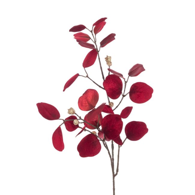 FLORALSILK RED LUXE EUCALYPTUS SPRAY