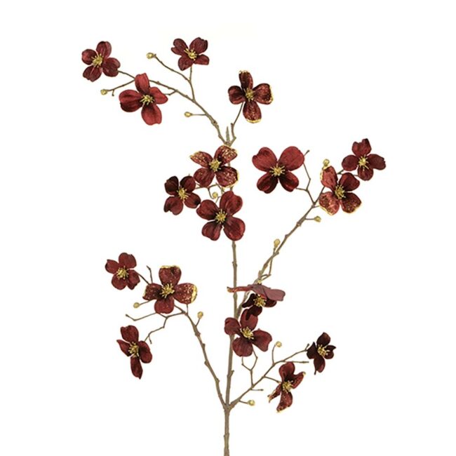 FLORALSILK VELVET SPARKLE MINI DOGWOOD BURGUNDY