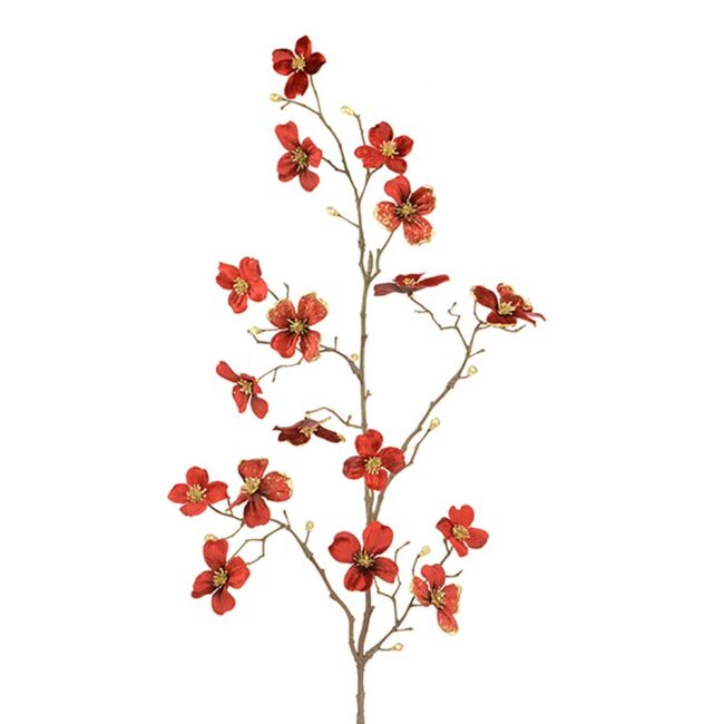 FLORALSILK VELVET SPARKLE MINI DOGWOOD RED