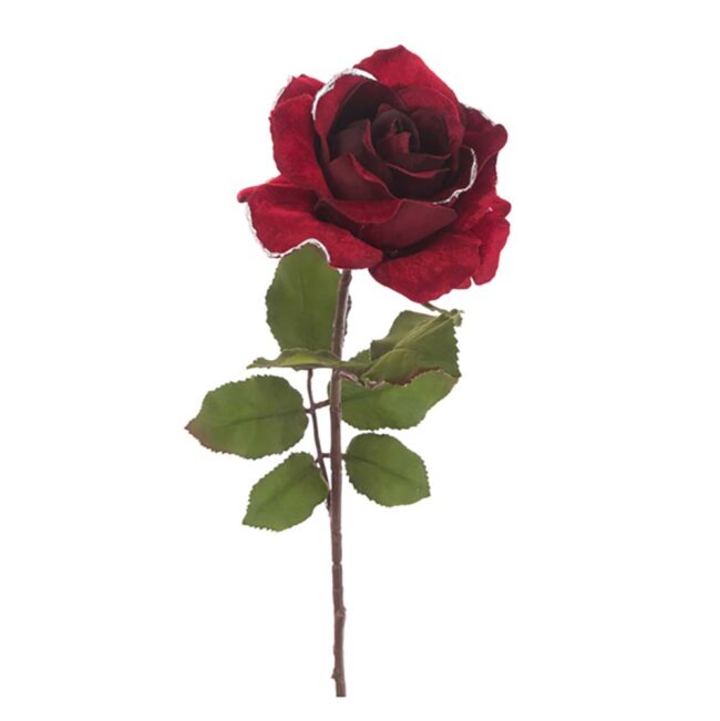 FLORALSILK YULETIDE ROSE STEM RED