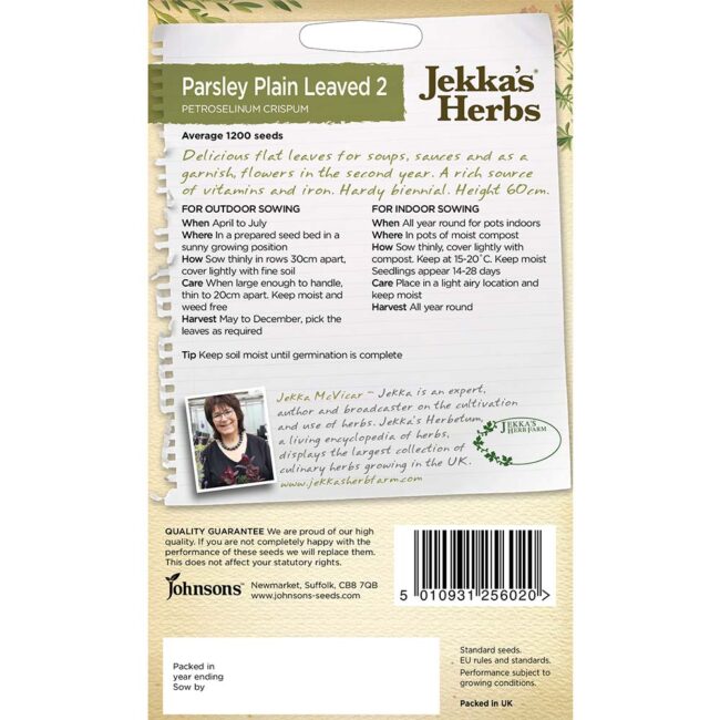 MR FOTHERGILL'S - PARSLEY PLAIN LEAVED 2 SEEDS - Image 2