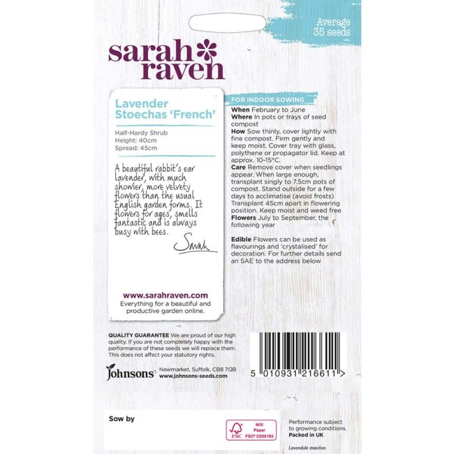 JOHNSONS SARAH RAVEN - LAVENDER STOECHAS FRENCH SEEDS - Image 2