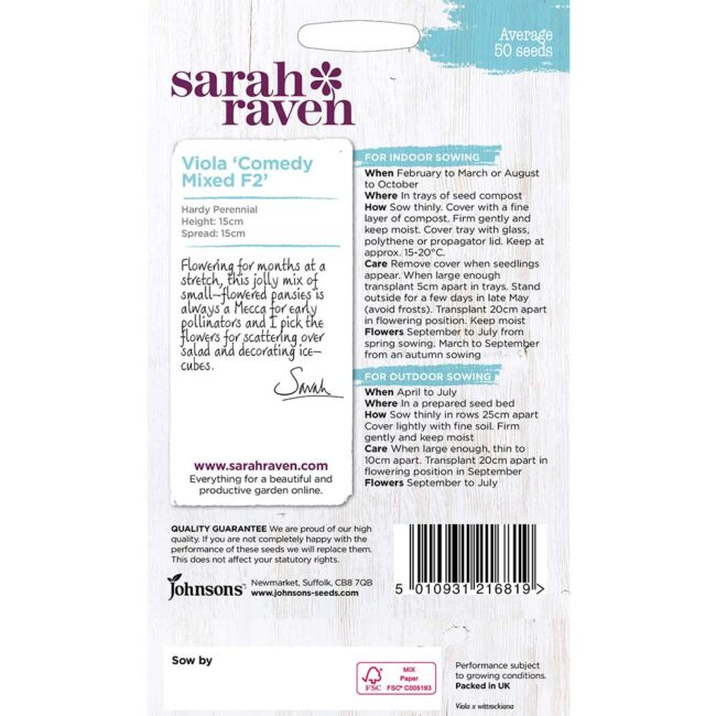 JOHNSONS SARAH RAVEN - VIOLA COMEDY MIXED F2 SEEDS - Image 2