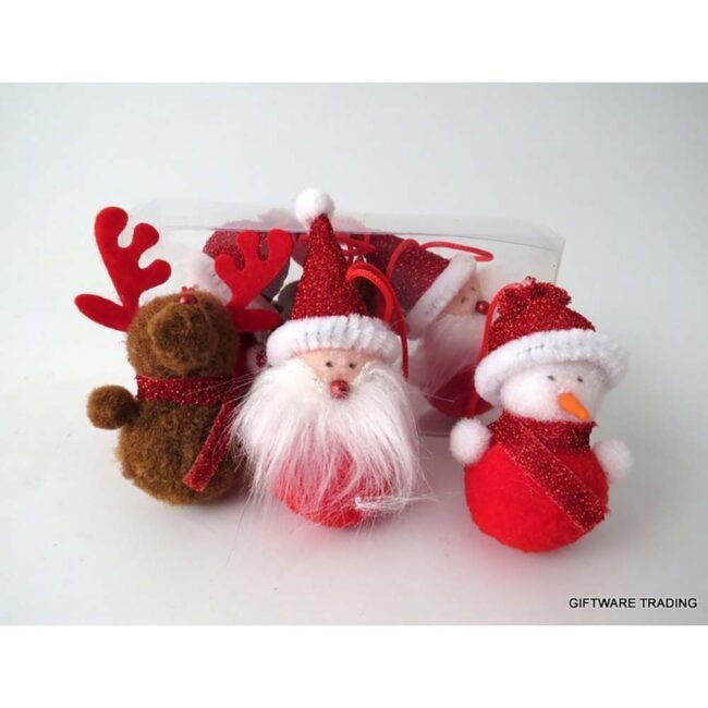 GIFTWARE TRADING THREE FLUFFY TREE DECORATIONS