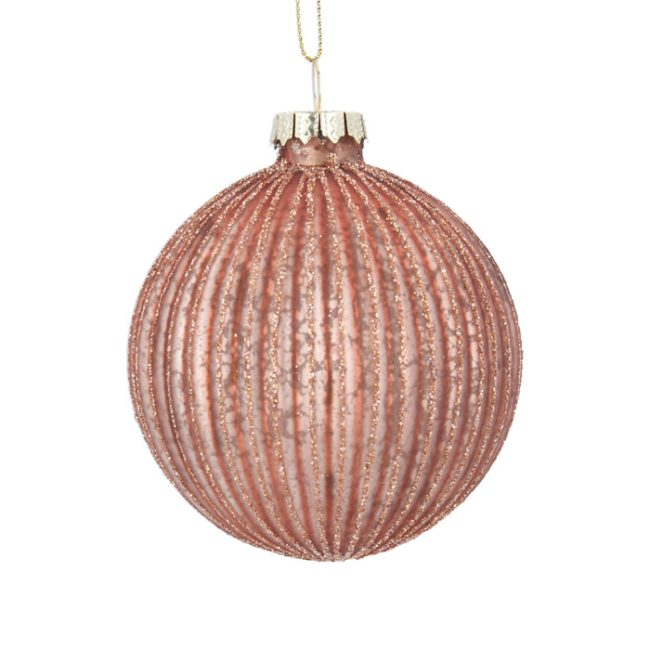 GISELA GRAHAM GLASS COPPER RIBBED BAUBLE
