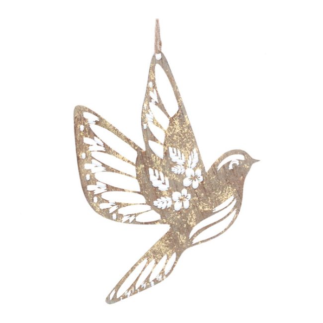 GISELA GRAHAM GOLD FLYING BIRD TREE DECORATION