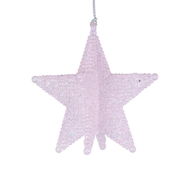 GISELA GRAHAM PINK GLITTER STAR TREE DECORATION