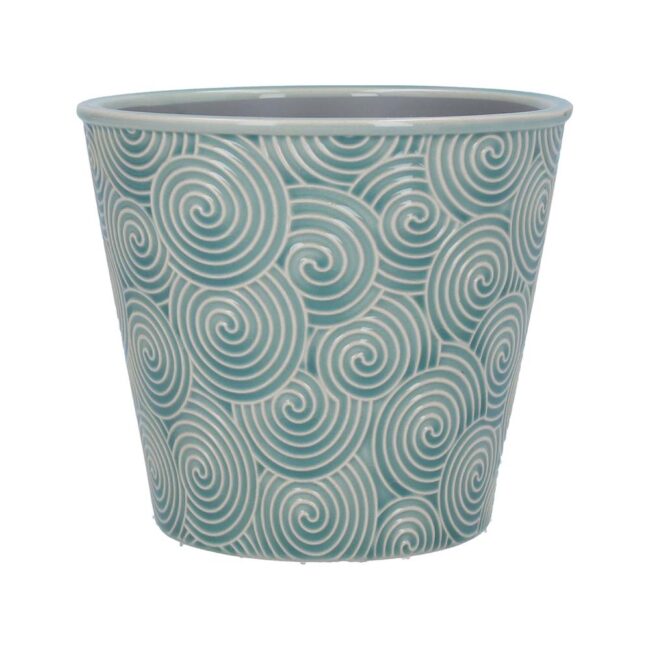 GISELA GRAHAM POT COVER BLUE SPIRAL LARGE
