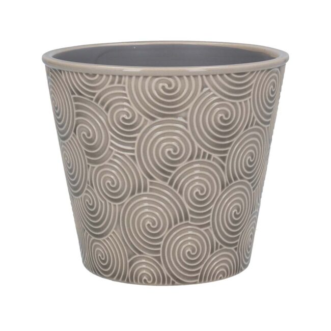 GISELA GRAHAM POT COVER GREY SPIRAL LARGE