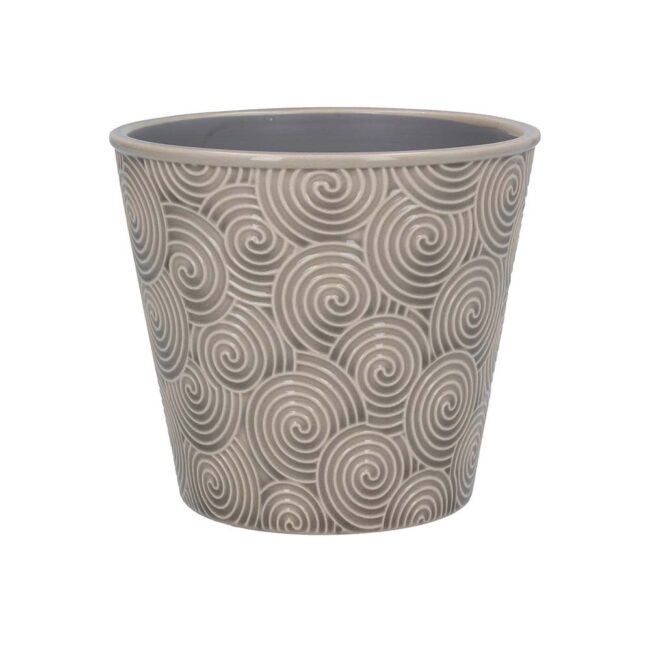 GISELA GRAHAM POT COVER GREY SPIRAL SMALL