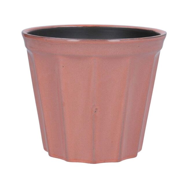 GISELA GRAHAM POT COVER RIBBED CORAL LARGE