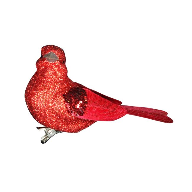 GISELA GRAHAM RED GLITTER BIRD ON CLIP