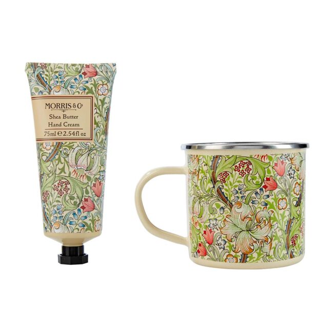 HEATHCOTE & IVORY MORRIS & CO ENAMEL MUG & HAND CREAM