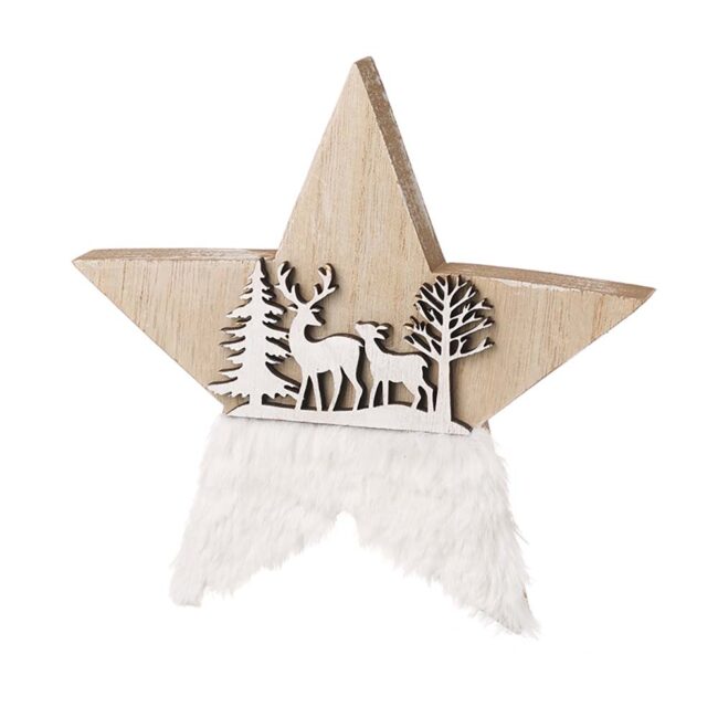 HEAVEN SENDS WOODEN & WHITE DEER DECORATION
