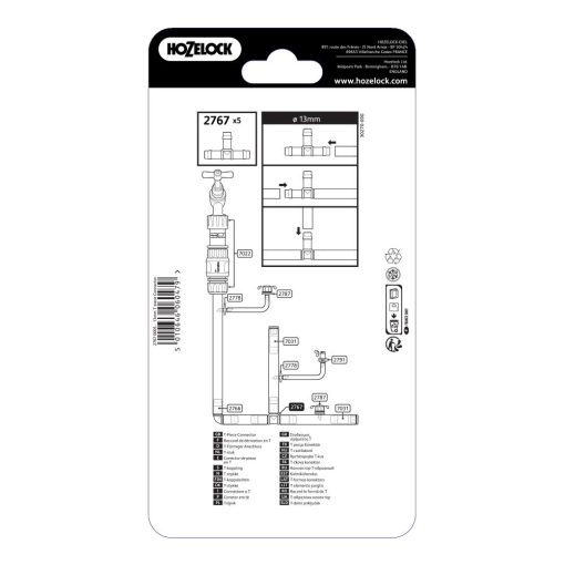 HOZELOCK 13MM T PIECE (5 PACK) - Image 2