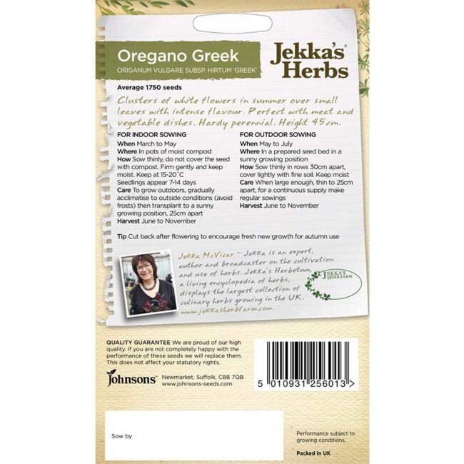 JOHNSONS JEKKA'S - OREGANO GREEK SEEDS - Image 2