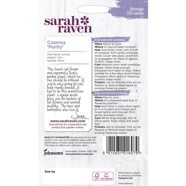 JOHNSONS SARAH RAVEN - COSMOS PURITY SEEDS - Image 2