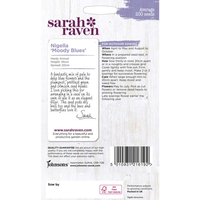 JOHNSONS SARAH RAVEN - NIGELLA MOODY BLUES SEEDS - Image 2