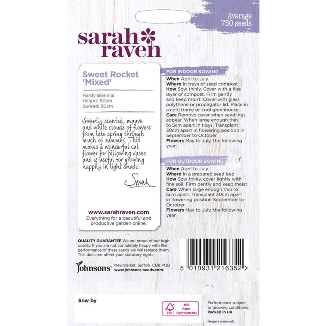 JOHNSONS SARAH RAVEN - SWEET ROCKET MIXED SEEDS - Image 2
