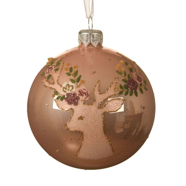 DECORIS BLUSH DEER BAUBLE