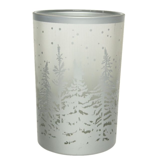 DECORIS SILVER TREES T-LIGHT HOLDER 18cm