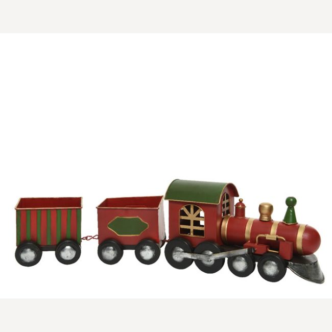 DECORIS TRAIN WITH CARRIAGES RED