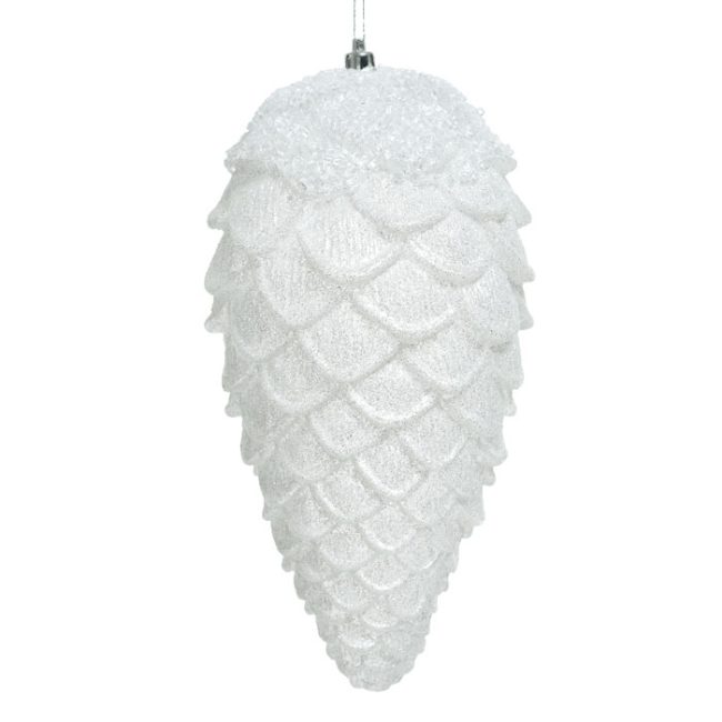 DECORIS TREE DECORATION SNOWY CLEAR PINE CONE